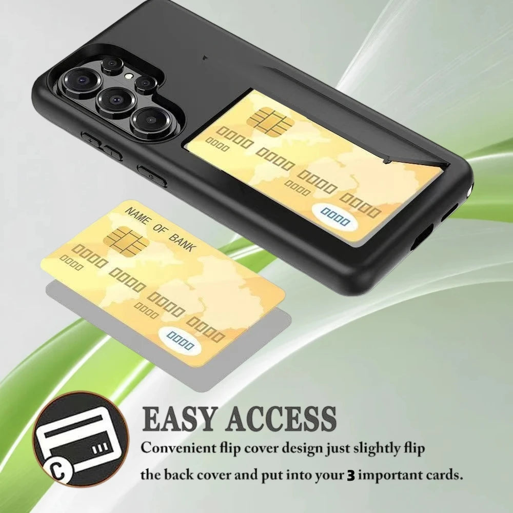 Suitable for Samsung S26 Ultra / S26 Plus / S26 Funda Wallet 3-Card ID Slot Credit Card Flip Case