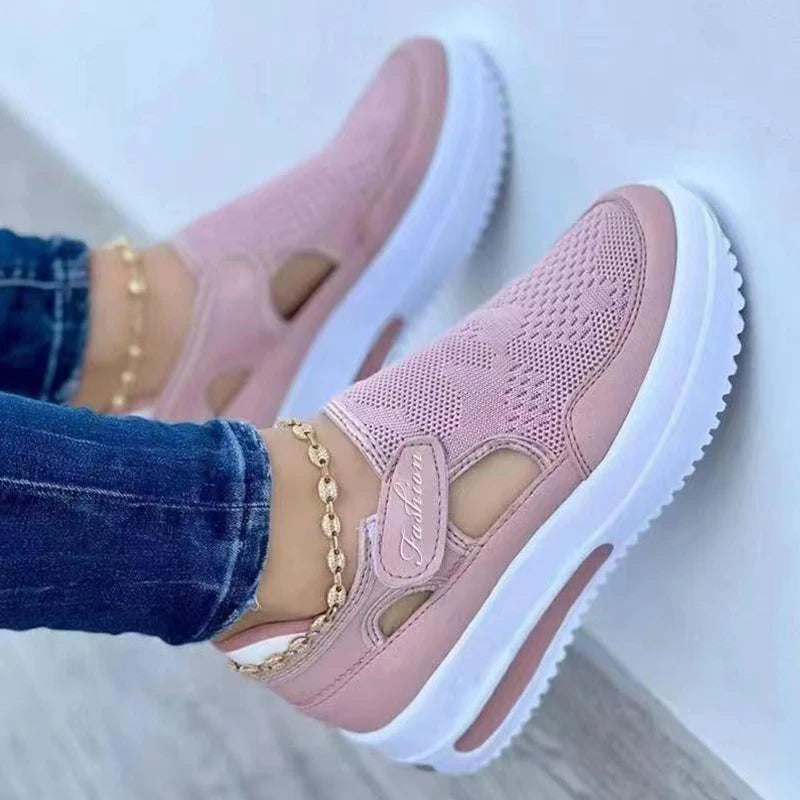 Women's Summer Platform Breathable Red Casual Sports Shoes