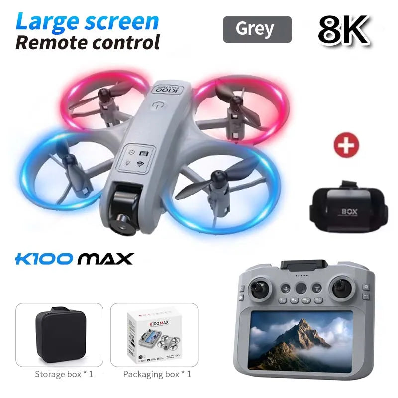 8K HD K100 MAX UAV Toy GPS Drones Large Screen Camera 5KM Range HD Dual Cameras Obstacle Avoidance Photography Quadcopter Gifts