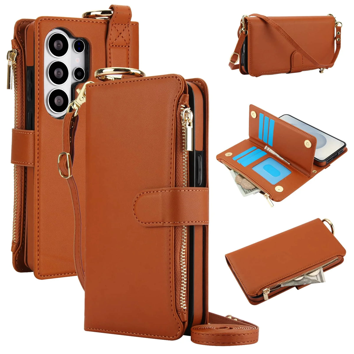 For Samsung Galaxy S26 Ultra/S26 Plus/S26 Wallet Case with Zipper Card Holder RFID Blocking, Flip Folio Book Shockproof Cover