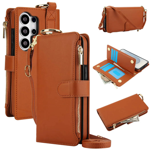 For Samsung Galaxy S26 Ultra/S26 Plus/S26 Wallet Case with Zipper Card Holder RFID Blocking, Flip Folio Book Shockproof Cover