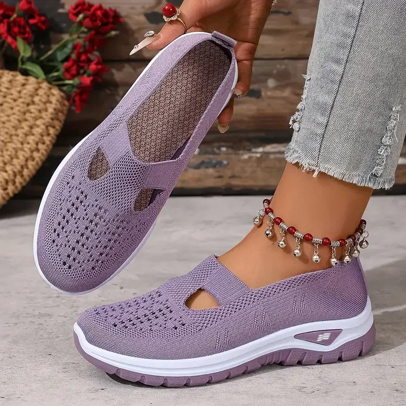 Women's Casual Solid Color Breathable Soft-Soled lightweight Walking Shoes,