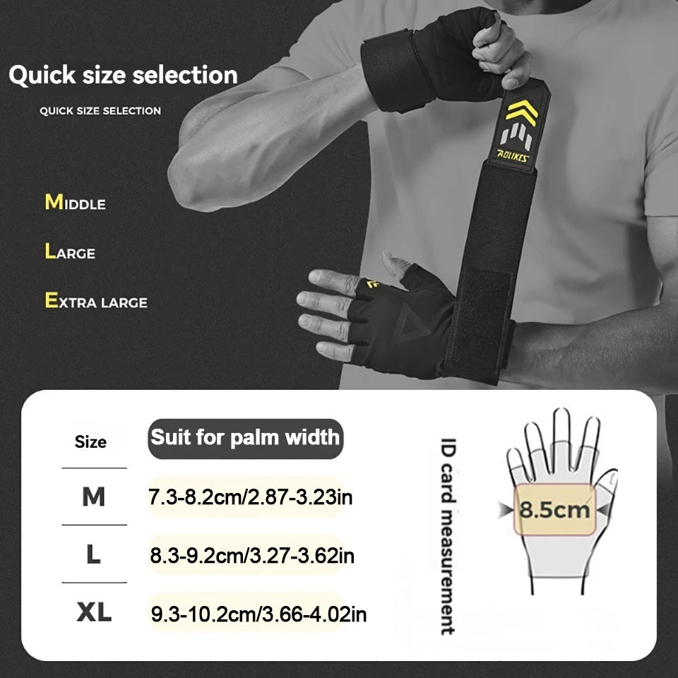AOLIKES Workout Gloves for Men,Weight Lifting with Wrist Wrap Support,Full Palm Protection&Extra Grips for Weightlifting