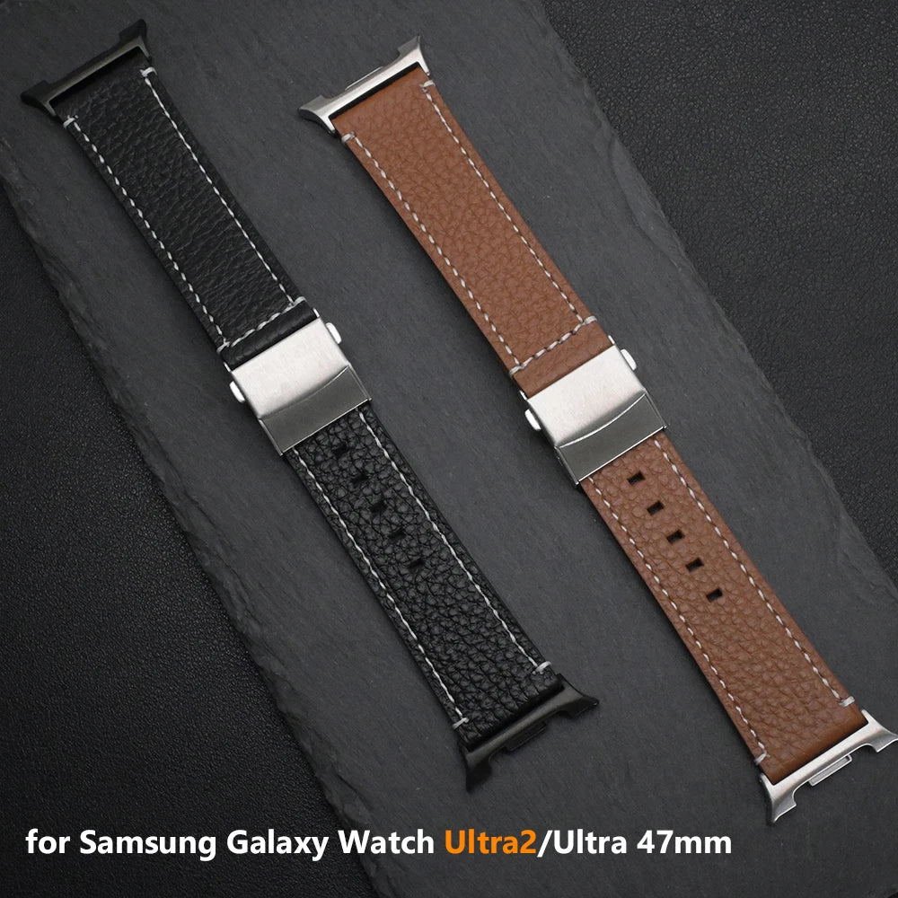 Leather for Samsung Galaxy Watch 8 Ultra2 Wrist Strap Elegant Business Band for Galaxy Ultra 47mm Bracelet Correa Accessories