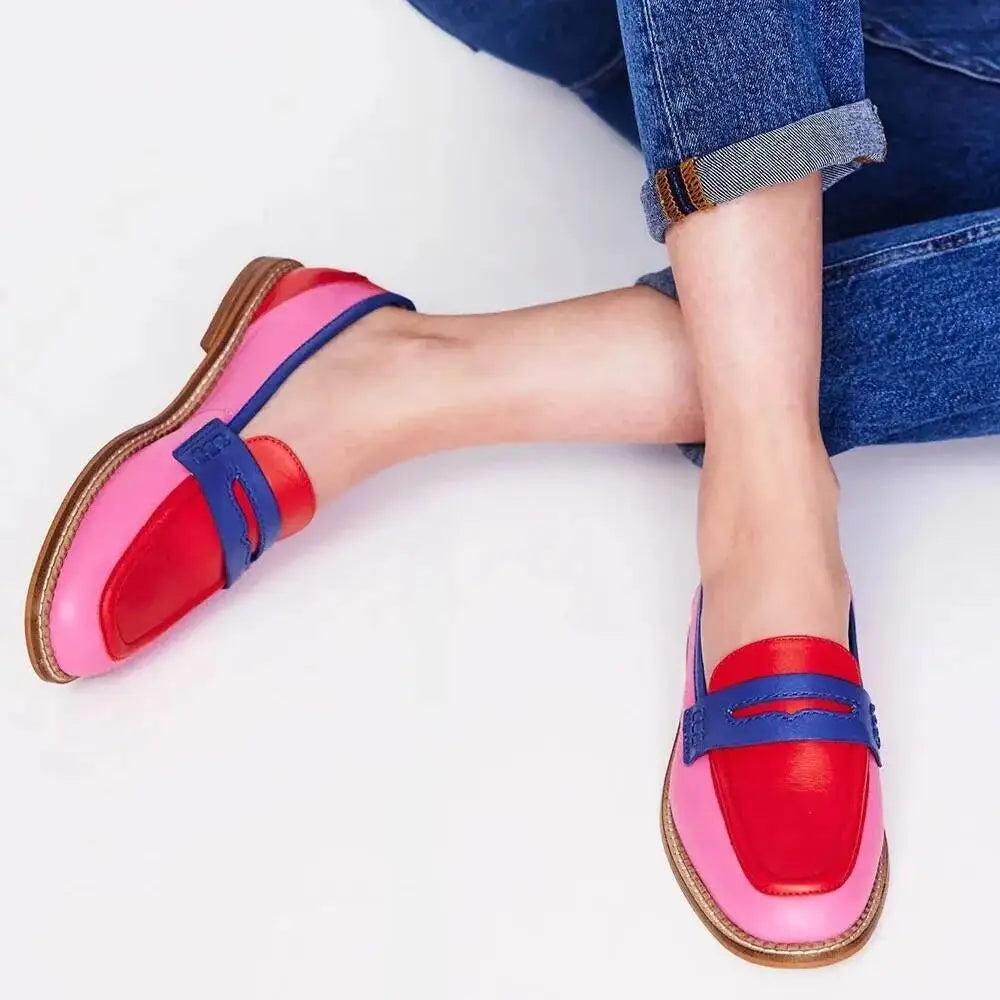 Women's Casual British Style Round Toe Loafers Low Heel Single Shoes