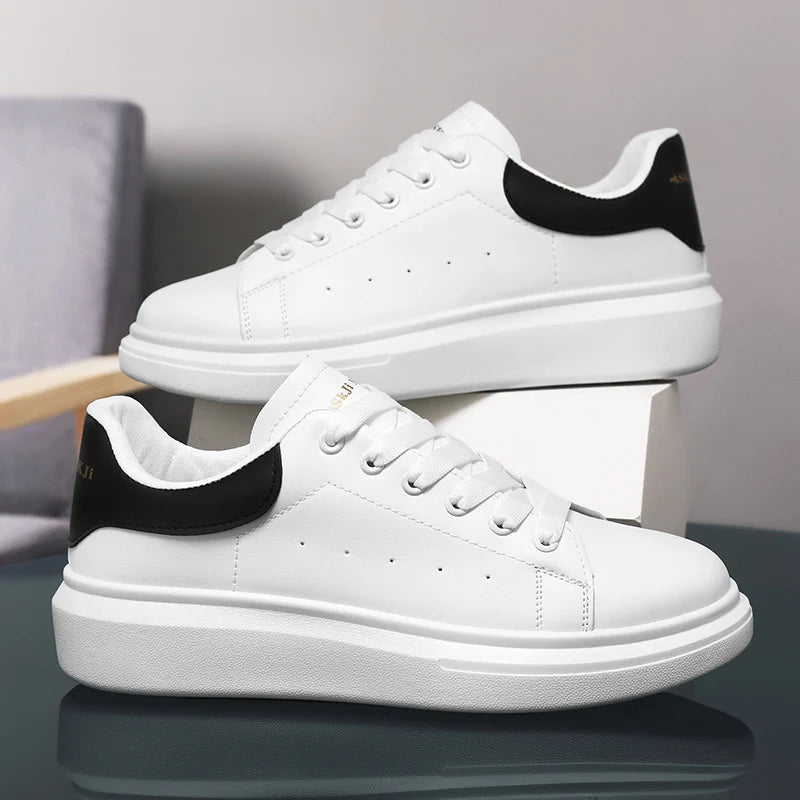 Classic Unisex Platform Sneakers – Premium Soft-Sole Construction, Timeless Black and White Aesthetic, and Maximum Comfort for Daily Casual Wear and Walking