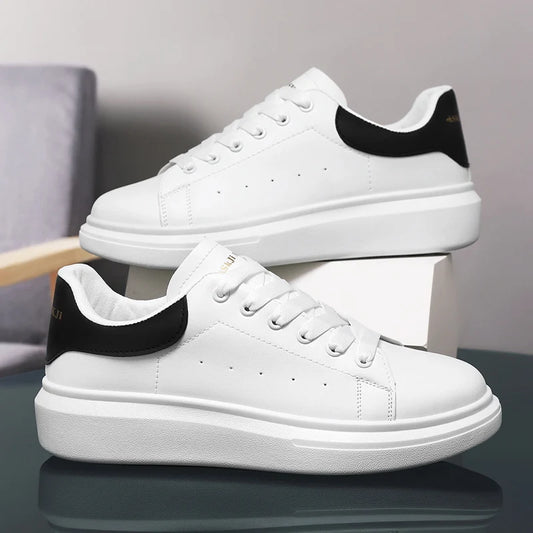Classic Unisex Platform Sneakers – Premium Soft-Sole Construction, Timeless Black and White Aesthetic, and Maximum Comfort for Daily Casual Wear and Walking