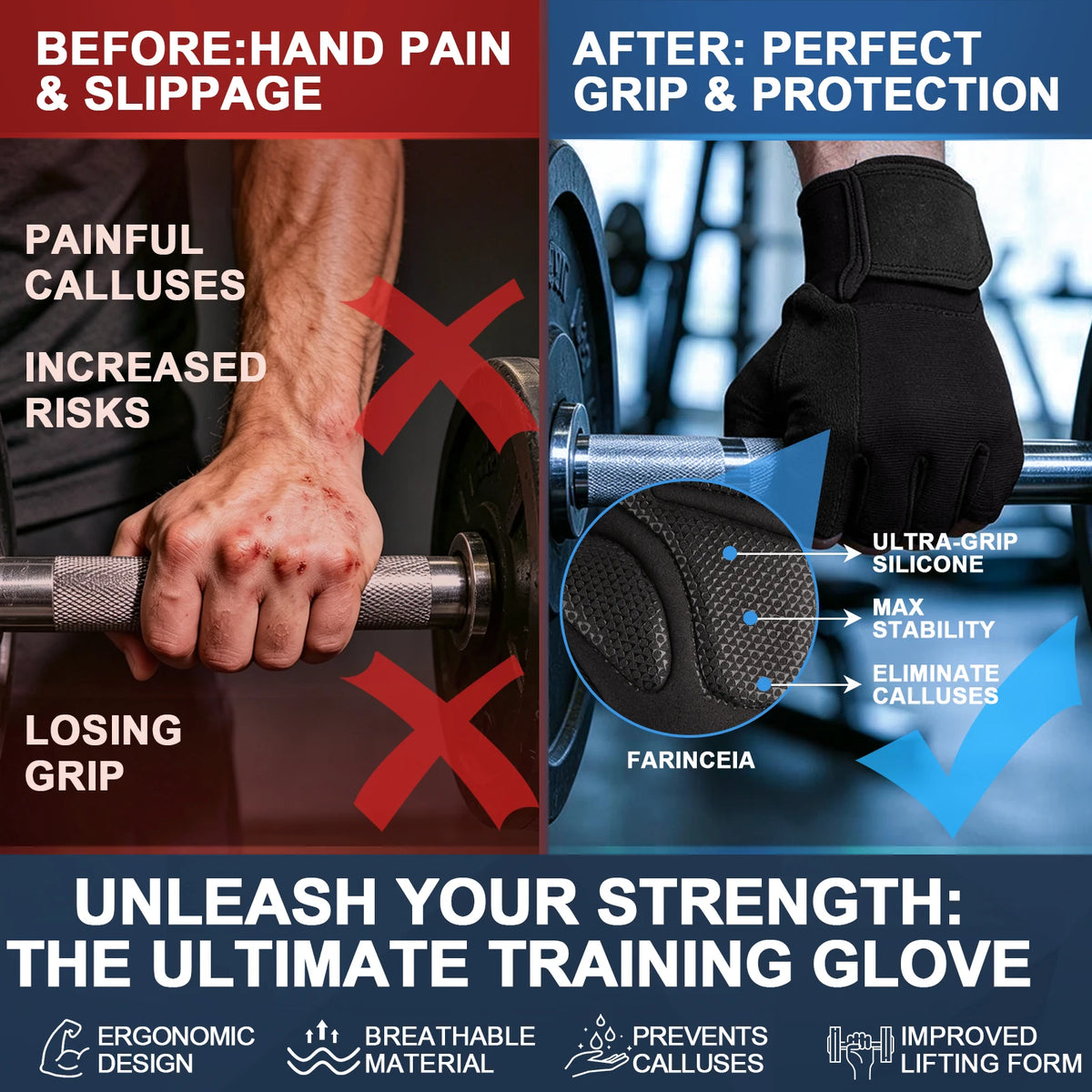 Training Sport Gloves for Men Women Workout Gloves Fitness Body Building Weightlifting Gym Hand Wrist Palm Protector Gloves