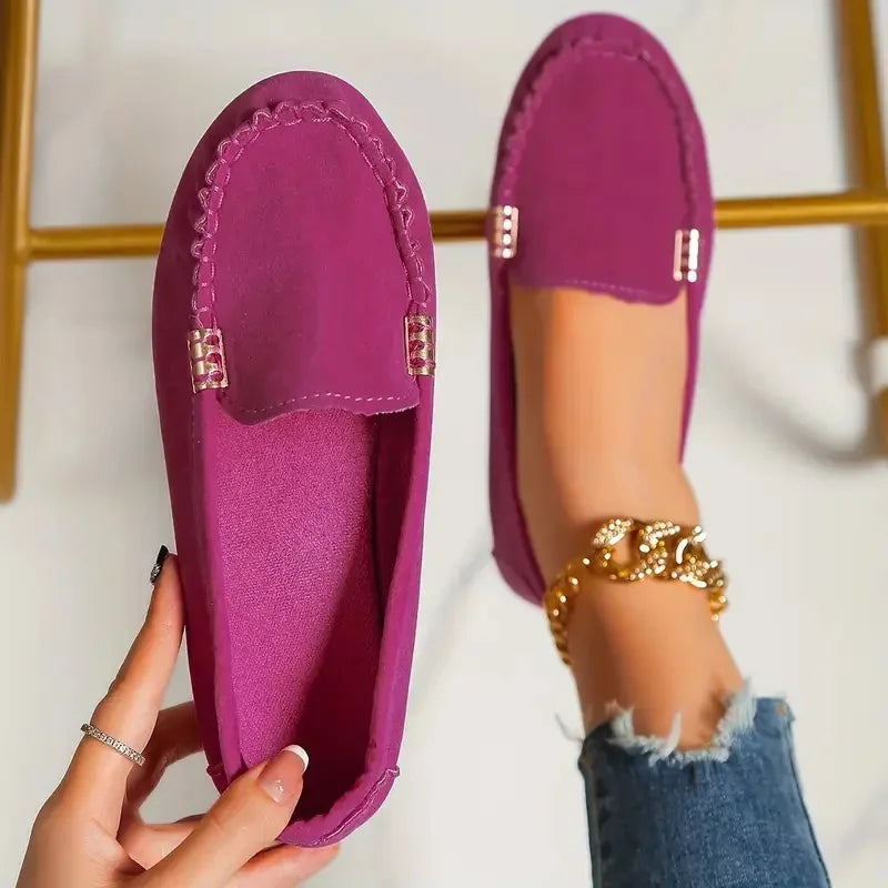 Women's Denim Flat Loafers: Comfortable Non-Slip Casual Shoes for Spring and Autumn.