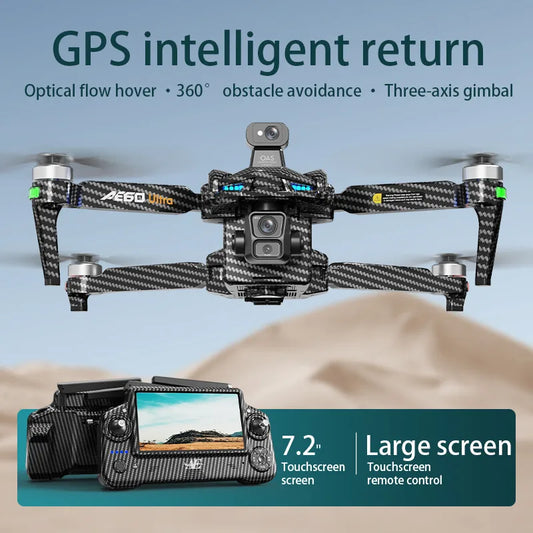 AE60 GPS Quadcopter Drone: 4K Dual Camera with 3-Axis Gimbal, 5G Wi-Fi FPV, 360° Obstacle Avoidance, and Smart Screen Remote Control