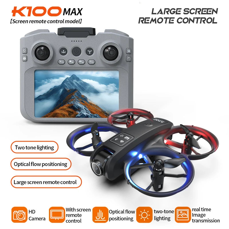 8K HD K100 MAX UAV Toy GPS Drones Large Screen Camera 5KM Range HD Dual Cameras Obstacle Avoidance Photography Quadcopter Gifts
