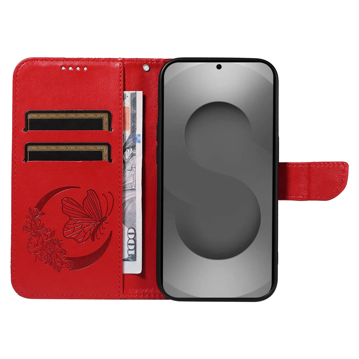 Magnetic Leather Wallet Flip Case for Samsung Galaxy S26 Plus Edge Ultra Phone Book Cover WIth Stand 3D Embossed Butterfly