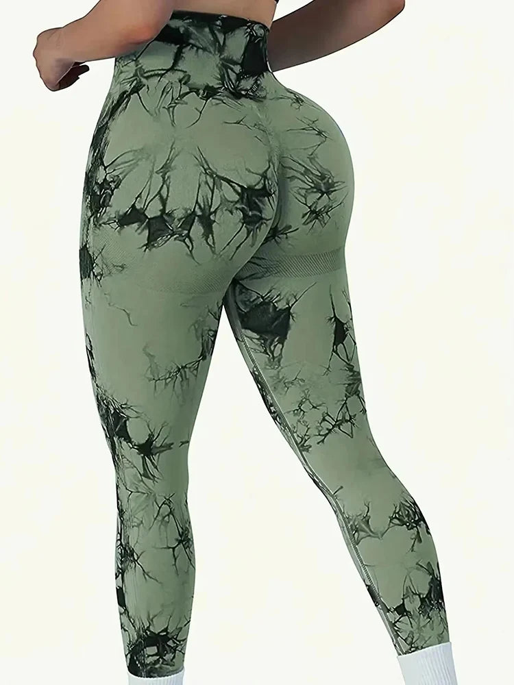 Women Tie Dye High Waist Leggings That Lifts Butt and Tummy Control