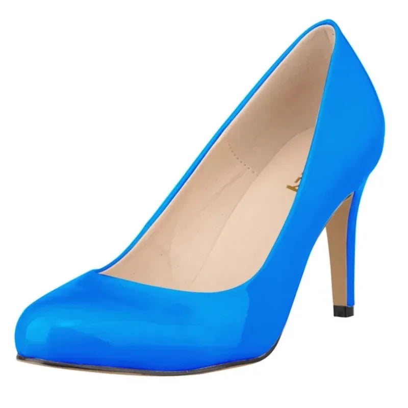 Classic Women’s Pumps: Elegant Mid-Heel Shoes with Round Toes.
