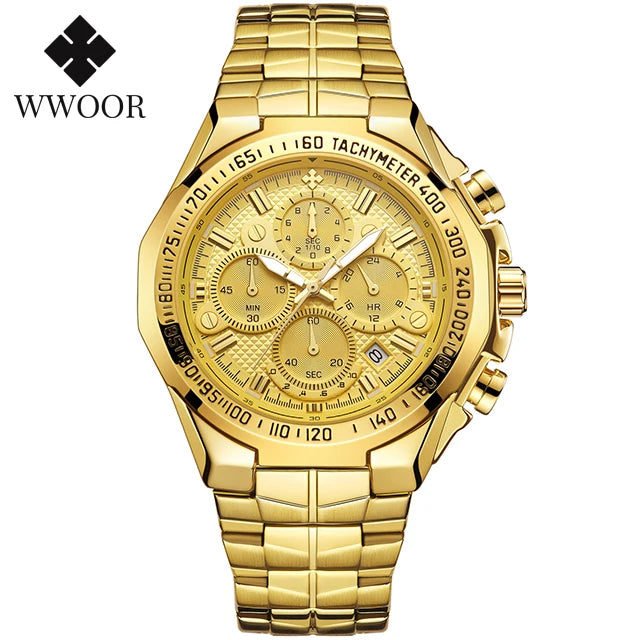 Relogio Masculino WWOOR Mens Watches 2024 Top Brand Luxury Wrist Watches For Men Gold Big Golden Male Chronograph Wristwatch Man