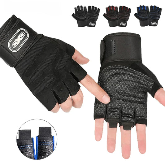 Workout Gloves for Men Women Half Finger Glove with Wrist Wrap for Sport Weight Lifting Training Bicycle Motorcyclist Gym Glove