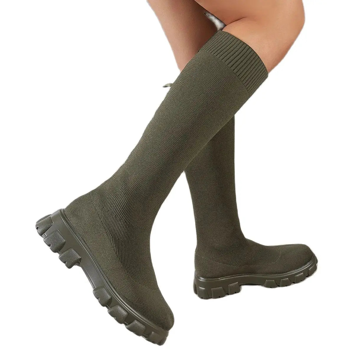 Women's Autumn/Winter New Brand Fashion Women's Boots Mid Sleeve Elastic Socks Boots Thick Sole Boots