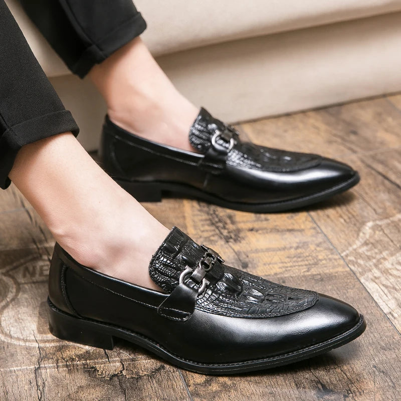 New Dress Leather Lofers Men Classic Casual Business Shoes For Men Social Party Leather Shoes Slip On Wedding Office Shoes Male