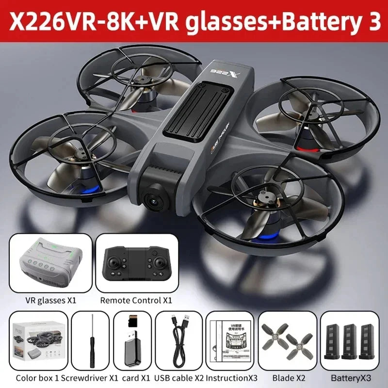 Drone X226/X226VR Drones 8K Profession HD Wide Angle Camera WiFi FPV RC Helicopter Large Screen Foldable Quadcopter