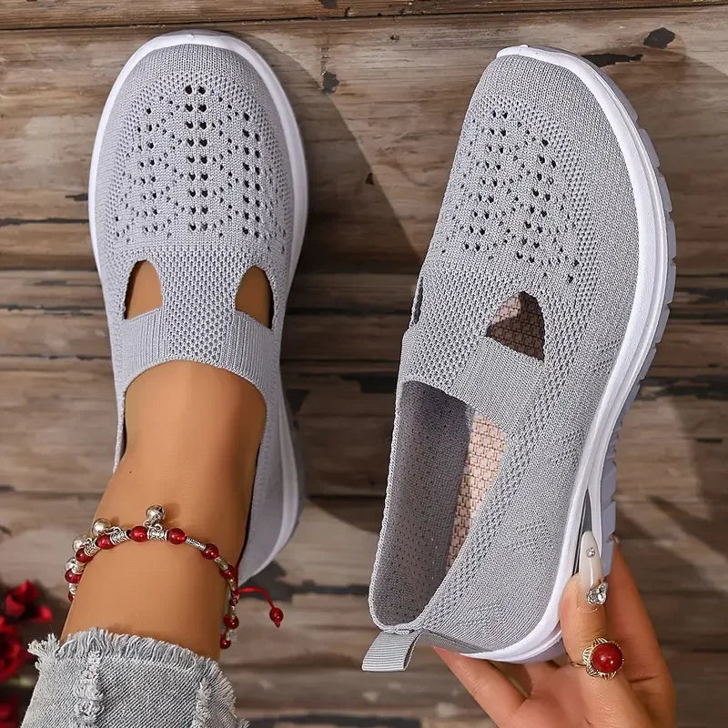 Women's Casual Solid Color Breathable Soft-Soled lightweight Walking Shoes,
