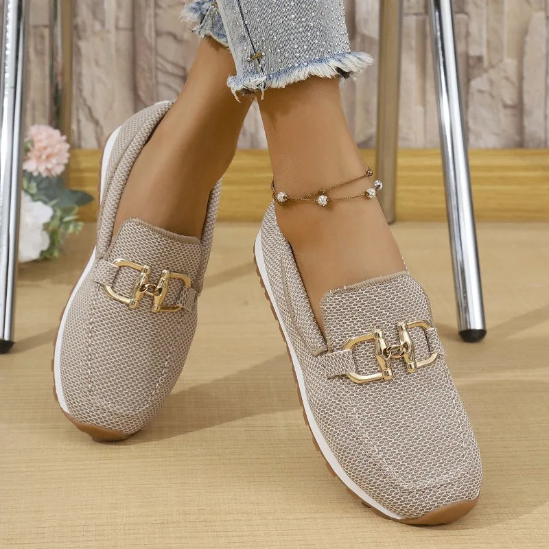 Women's White Mesh Casual Sneakers: Lightweight Breathable Walking Flat Shoes