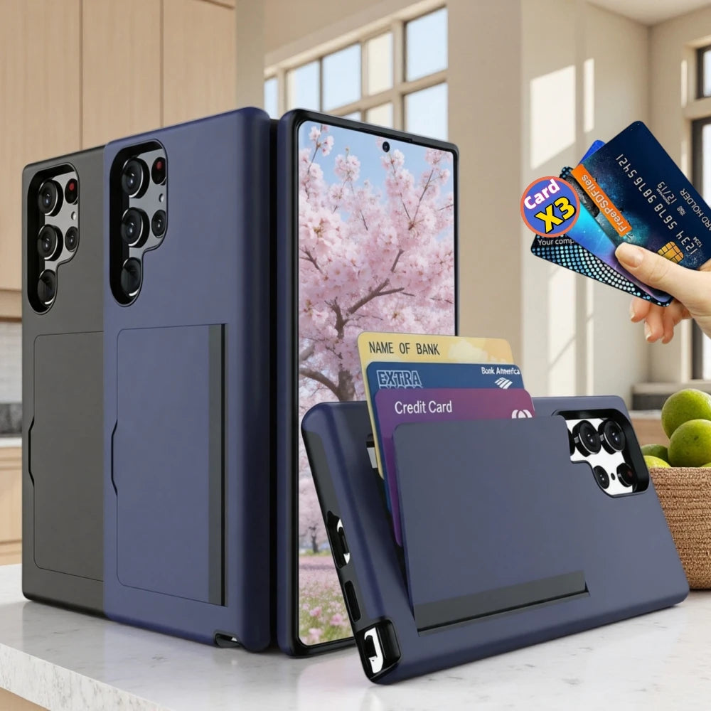 Suitable for Samsung S26 Ultra / S26 Plus / S26 Funda Wallet 3-Card ID Slot Credit Card Flip Case