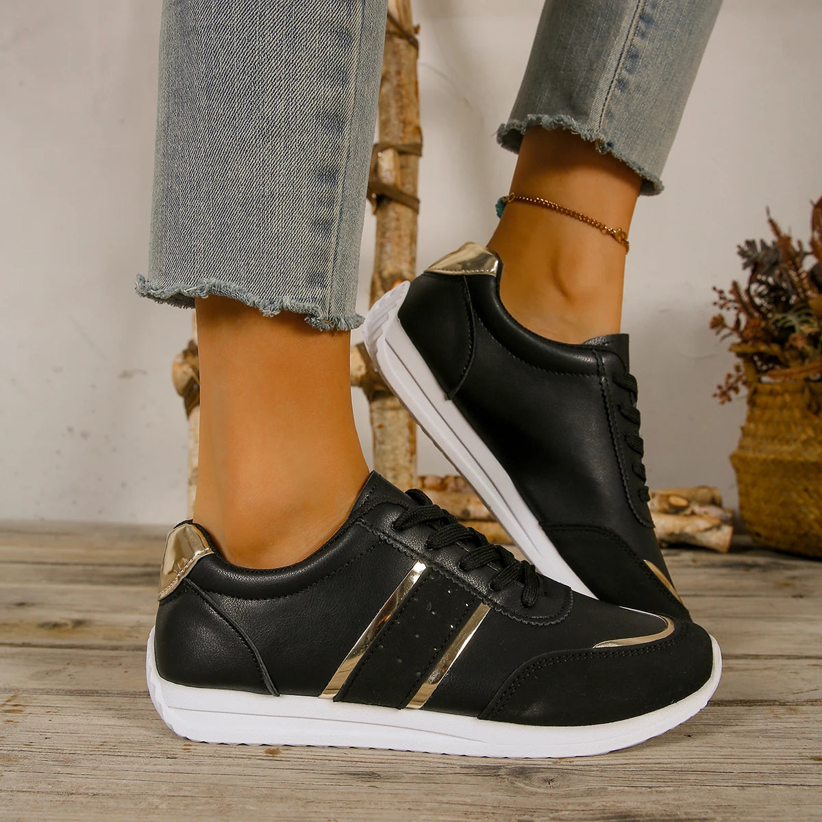 Women Sneakers Lightweight Platform Sneakers Women Leather Patchwork Casual Sport Sneakers for Outdoor Running