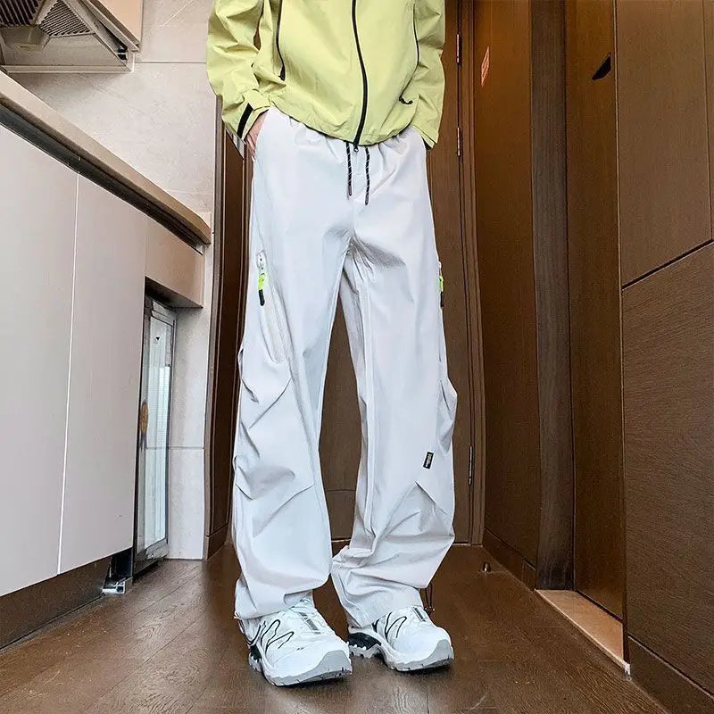 Menswear Clothing 2026 Autumn Winter Pleated Pants for Men Outdoor Windproof Waterproof Hiking Loose Straight Leg Casual Pants