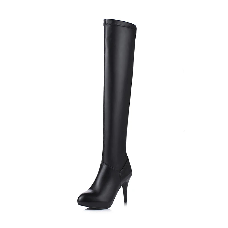 Sexy Over the Knee Boots Women Autumn Winter Fashion High Heels Elastic Thigh High Boot Female Black White Waterproof Long Shoes