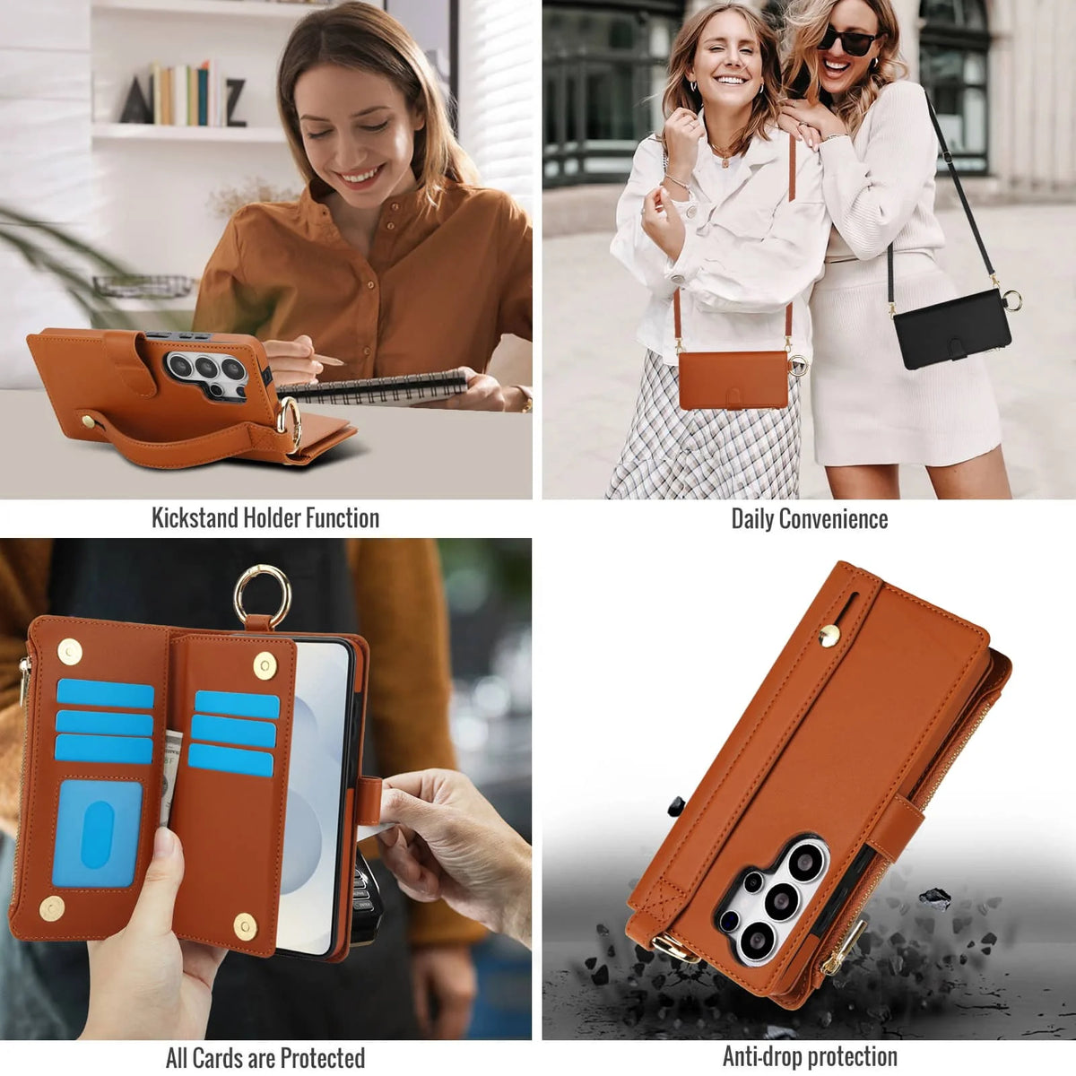 For Samsung Galaxy S26 Ultra/S26 Plus/S26 Wallet Case with Zipper Card Holder RFID Blocking, Flip Folio Book Shockproof Cover