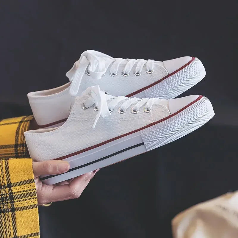 Women's Low-Top Canvas Sneakers – Breathable Casual Slip-On Flats