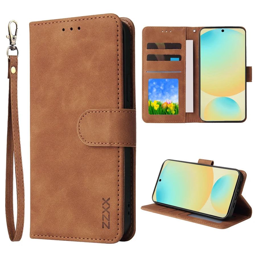 Wallet With Card Slot Bracket Magnetic Flip Leather Case For Samsung Galaxy S26 Ultra S26 Plus A37 A57 Anti-drop Cover
