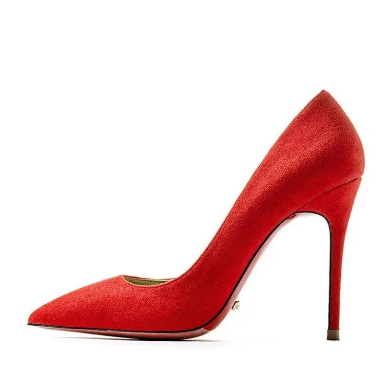 Plus Size High Heels Rubber Bottom Pointed Toe Spring Pumps