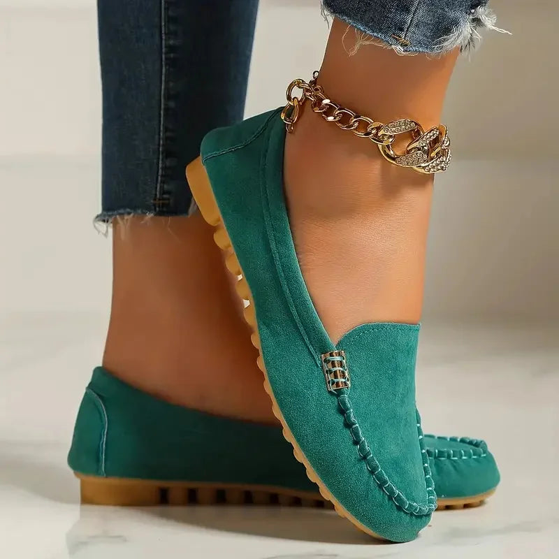 Women's Denim Flat Loafers: Comfortable Non-Slip Casual Shoes for Spring and Autumn.