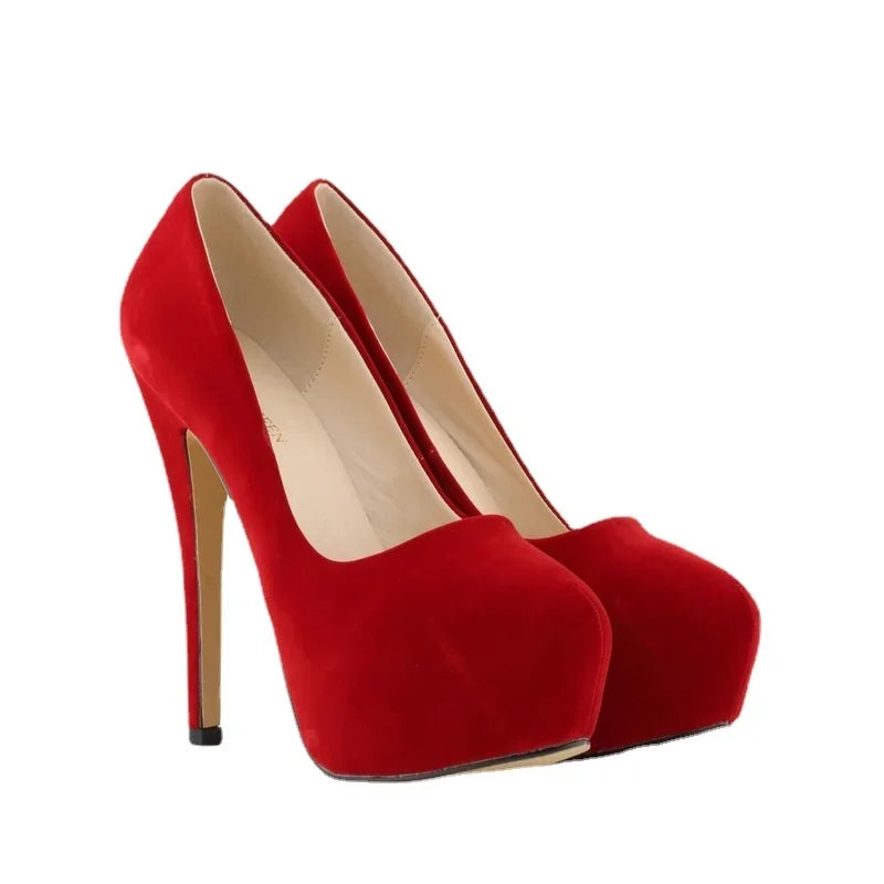 Women Pumps Stilettos Sexy Super High Heels Female Round Toes Platform Thin Heels Shoes