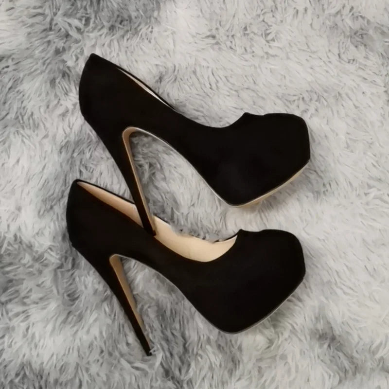 Women Pumps Stilettos Sexy Super High Heels Female Round Toes Platform Thin Heels Shoes