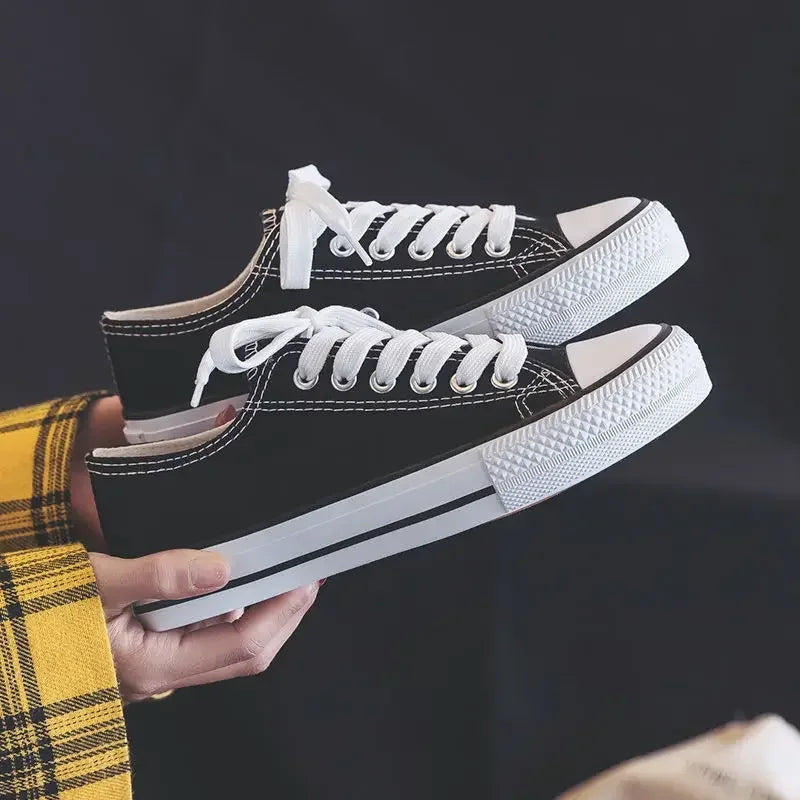 Women's Low-Top Canvas Sneakers – Breathable Casual Slip-On Flats