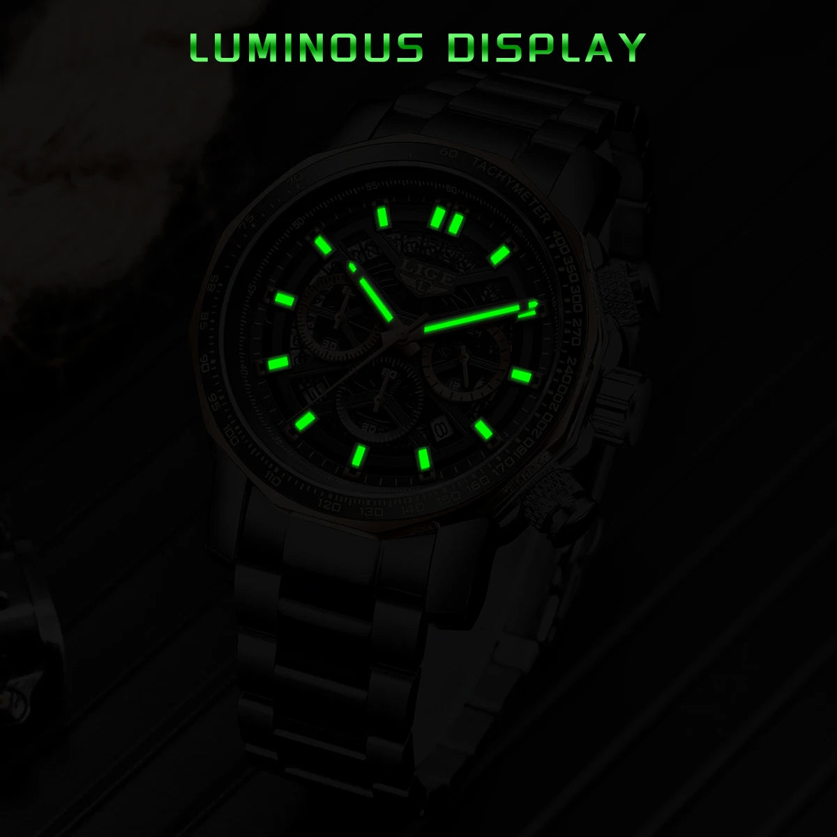 LIGE Mens Watches Top Brand Luxury Wrist Watches For Men Gold Big Golden Male Chronograph Wristwatch Man Relogios Masculino
