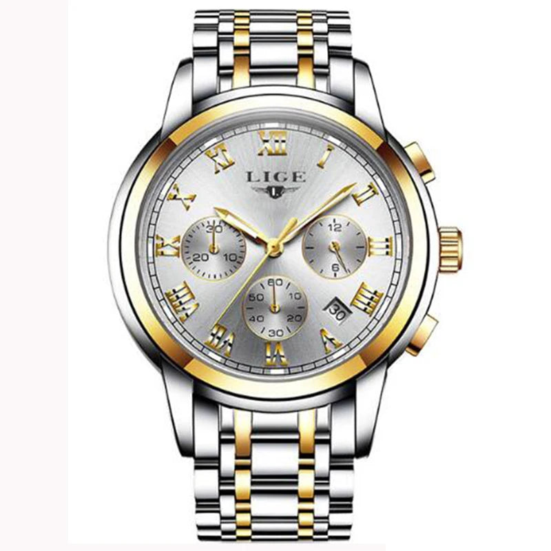 Man Watch LIGE Top Brand Luxury Casual Sport Chronograph Watches for Men Waterproof Fashion Full Steel Quartz Clock Reloj Hombre