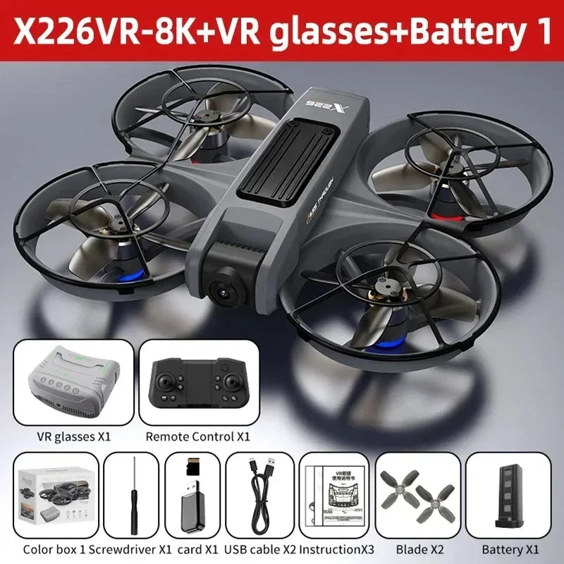 Drone X226/X226VR Drones 8K Profession HD Wide Angle Camera WiFi FPV RC Helicopter Large Screen Foldable Quadcopter