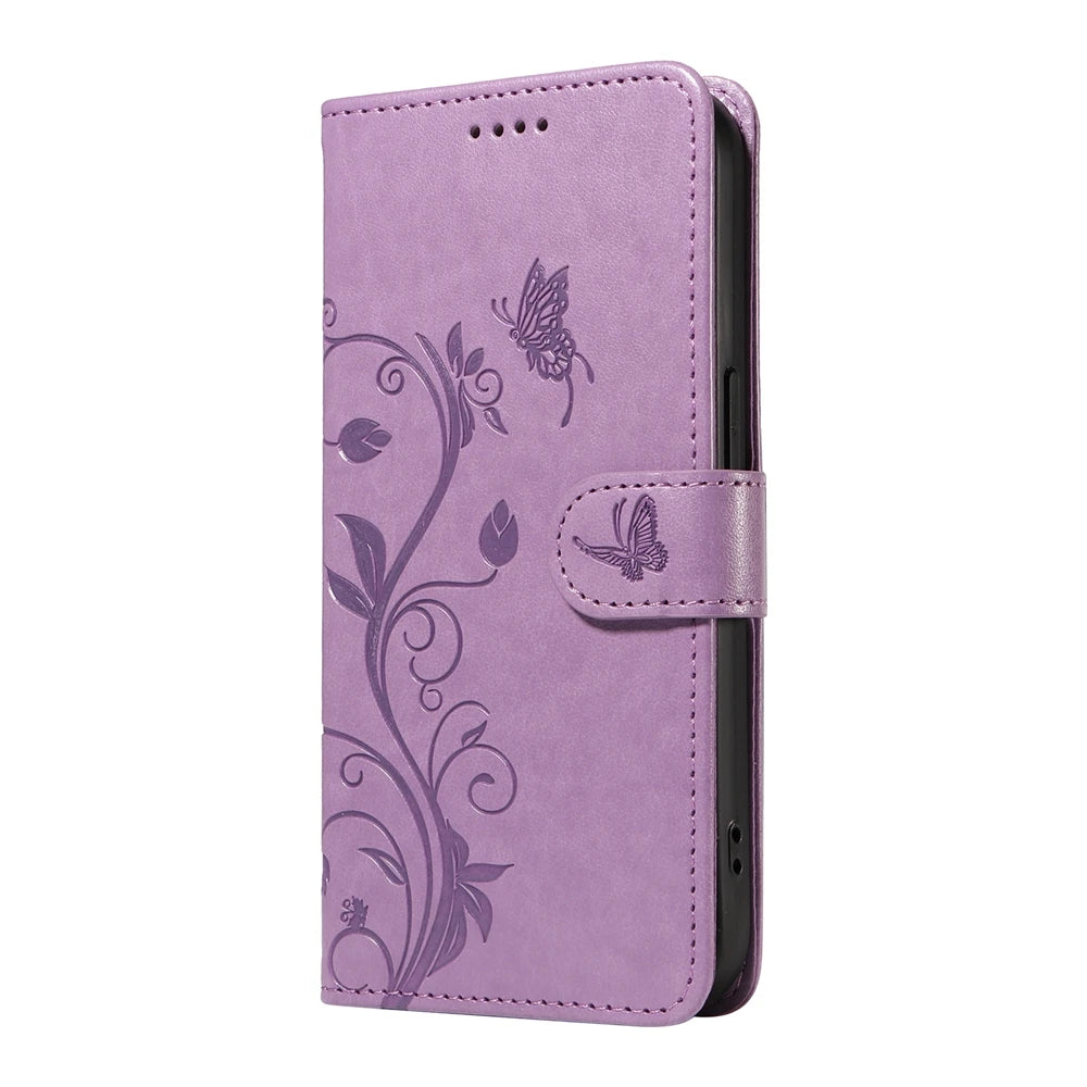 Magnetic Leather Wallet Flip Case for Samsung Galaxy S26 Plus Edge Ultra Phone Book Cover WIth Stand 3D Embossed Butterfly