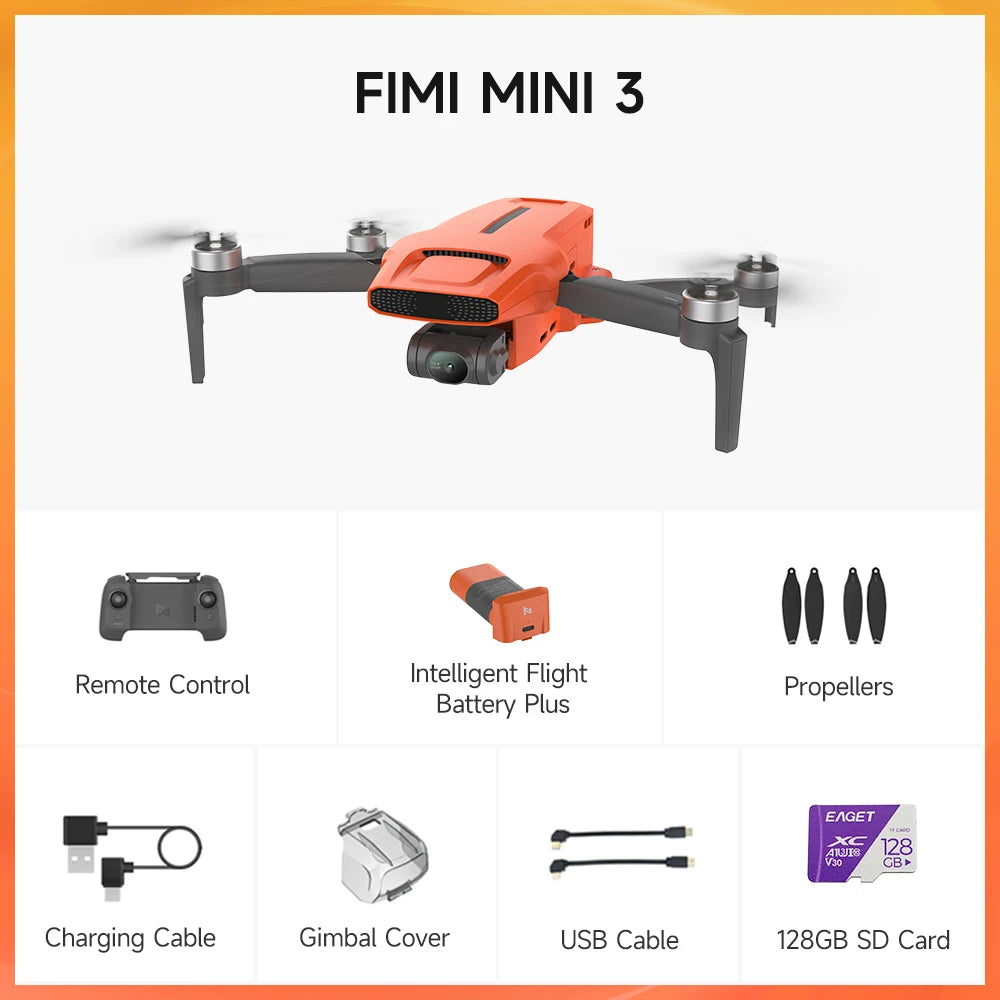 FIMI MINI 3 Camera 245g Ultra-lightweight 4K 60fps AI Super Night Professional Drone 3-axis Gimbal Camera Auto Return Mode 9km