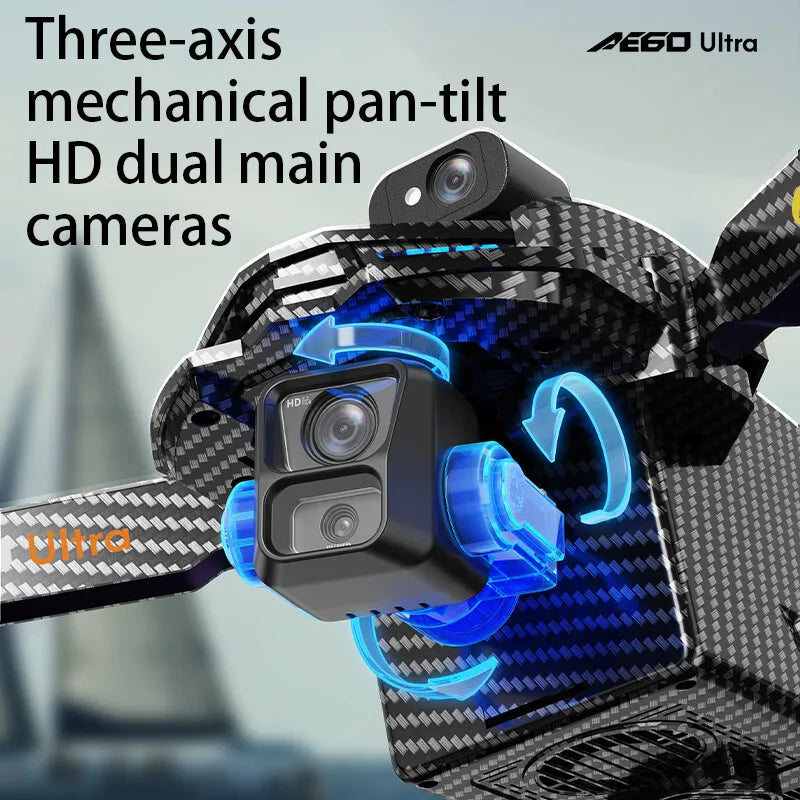 AE60 Drone GPS WIFI FPV 3-axis Gimbal 4K Dual Camera 360° Obstacle Avoidance Screen Control Quadcopter