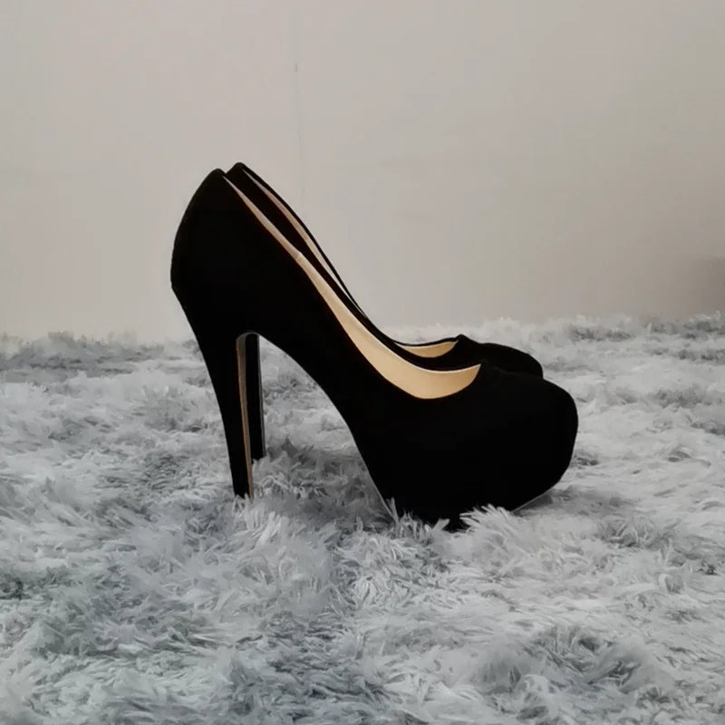 Women Pumps Stilettos Sexy Super High Heels Female Round Toes Platform Thin Heels Shoes