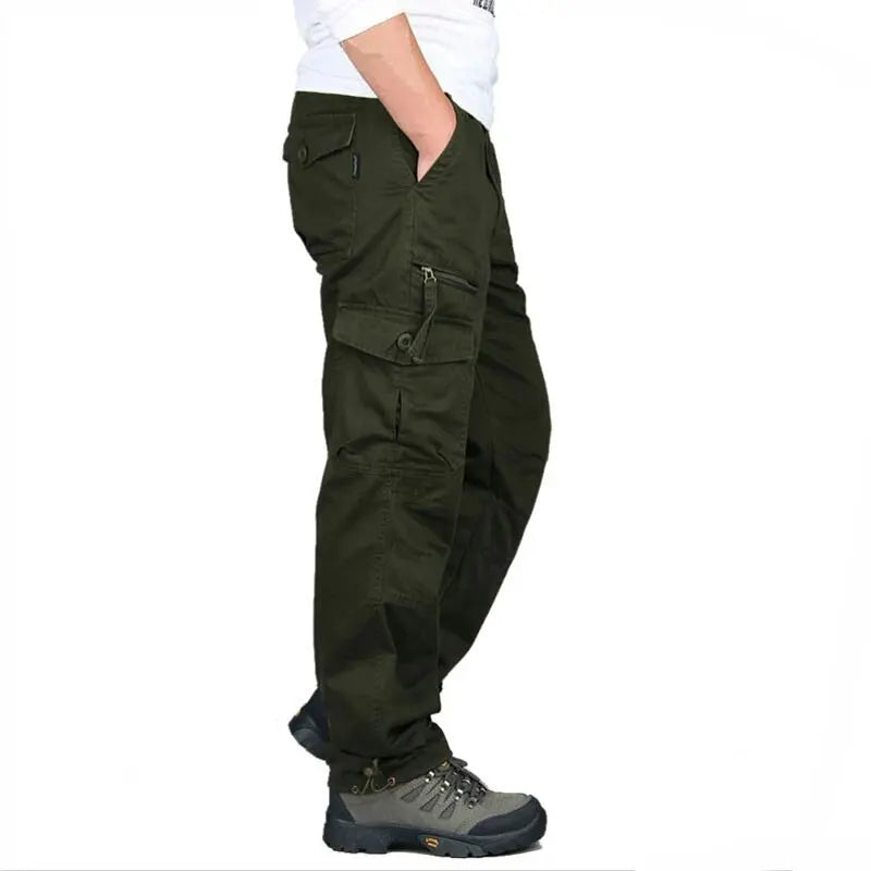Spring Autumn Men Solid Cargo Pants Men Casual Multi Pockets Tactical Trousers Pants Men Cotton Joggers Camouflage Trousers Male