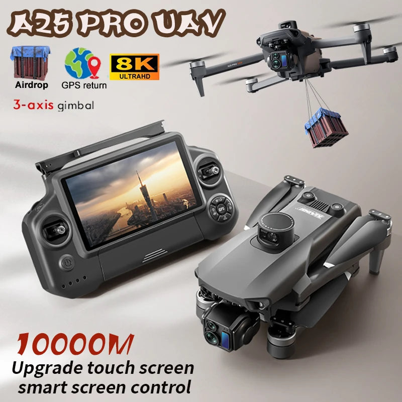 A25 PRO Professional Fishing Airdrop Drone 8K HD Camera 3-Axis Gimbal 10KM Brushless GPS Quadcopter Obstacle Avoidance RC Dron