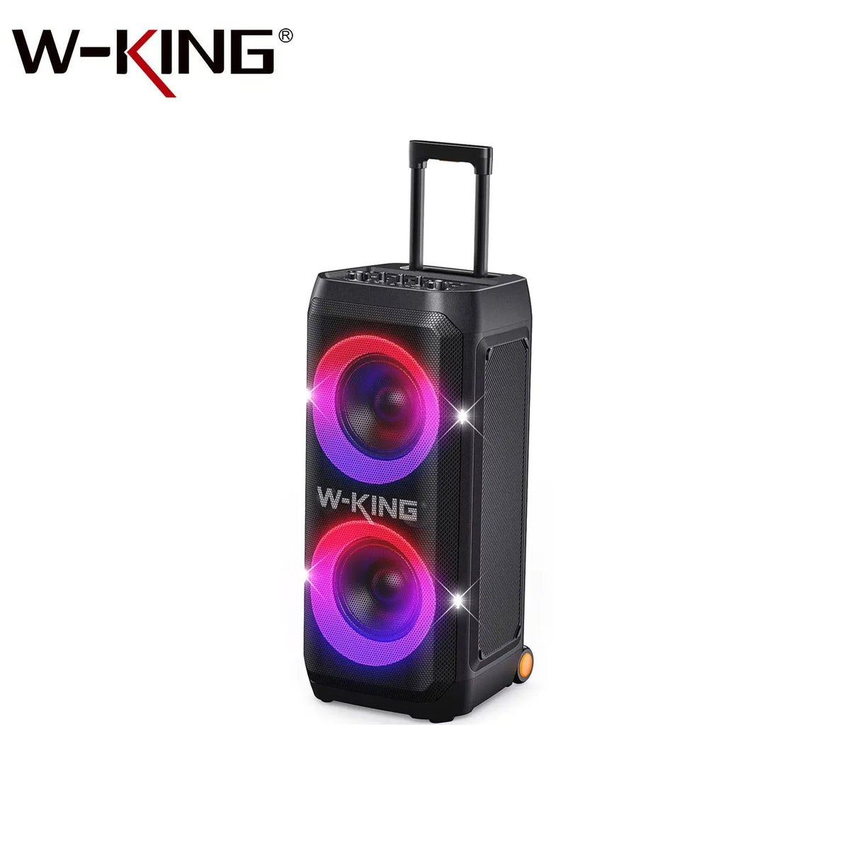 W-King T12 Portable Bluetooth Speaker Box with 370W Max Pro Sound,Light Show,Csb,Bass Boost, Wheels and Telescoping Handle