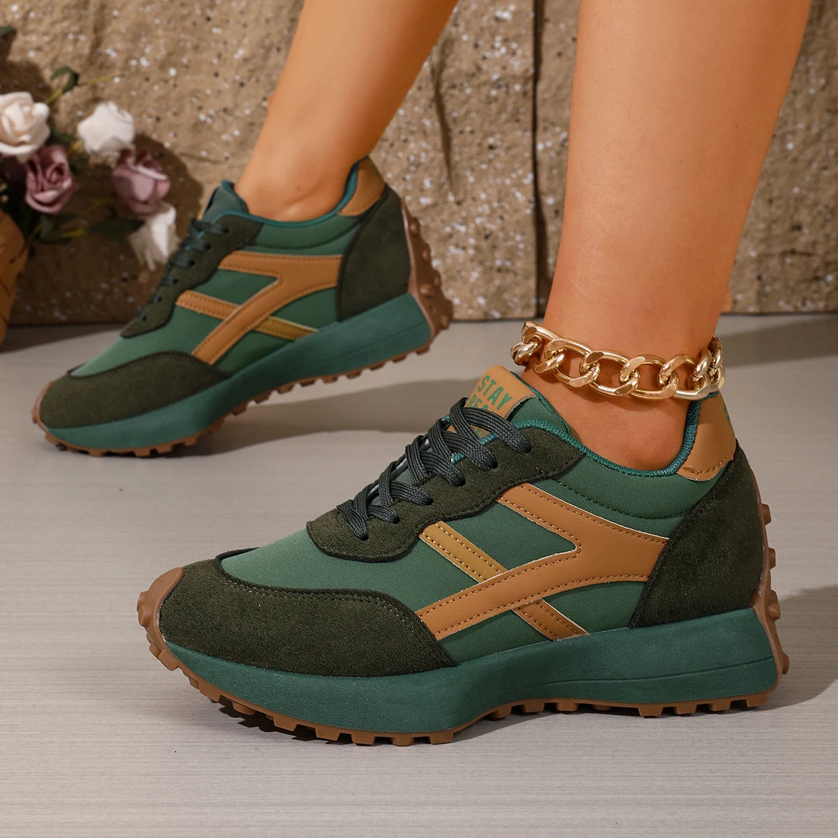 Women's Luxury Platform Sneakers – Lightweight, Anti-Slip Lace-Up Casual Sneakers
