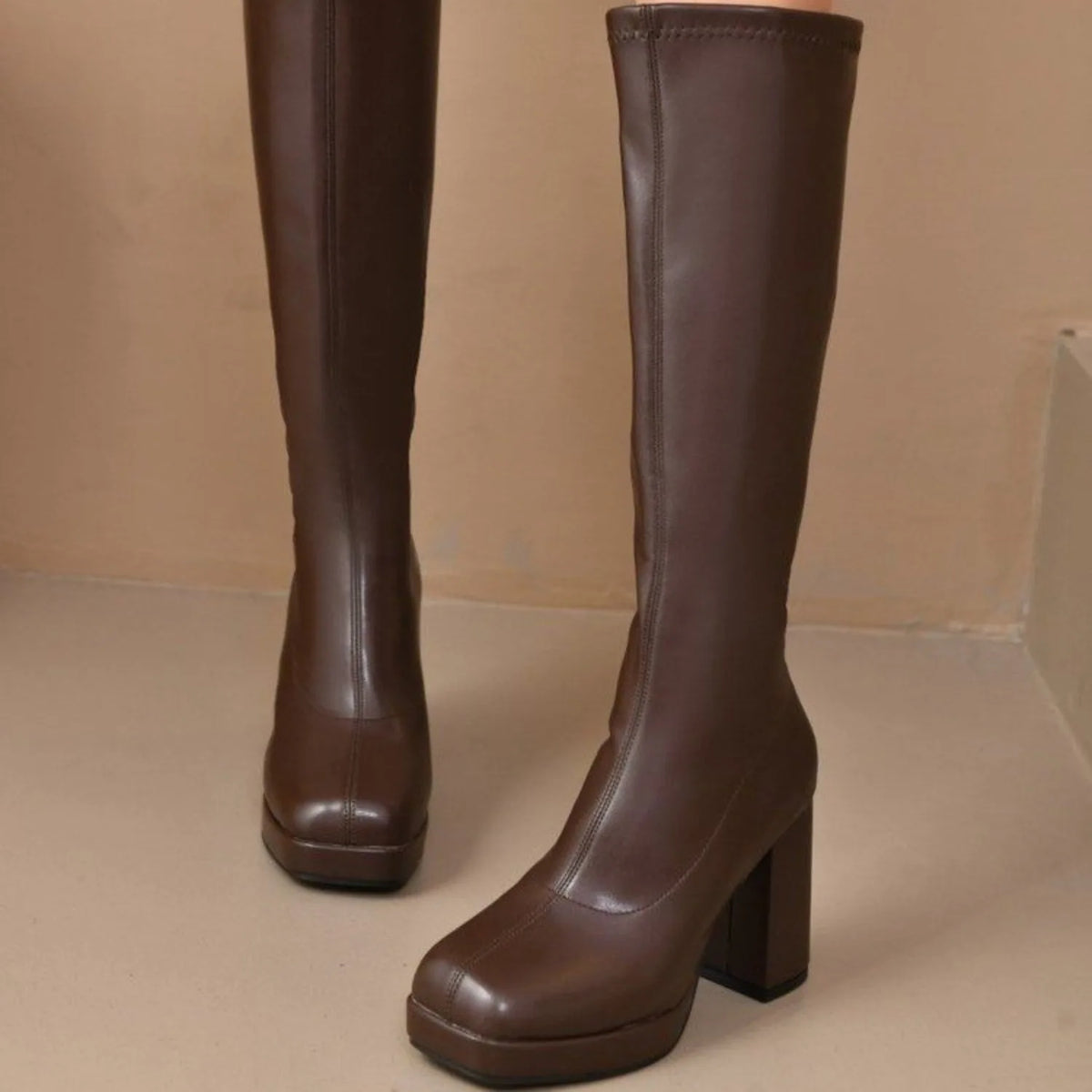 Women Knee Boots winter Autumn Fashion Retro Long Platform High Heels Comfortable Non Slip Outdoor Leather Boots Botas Mujer