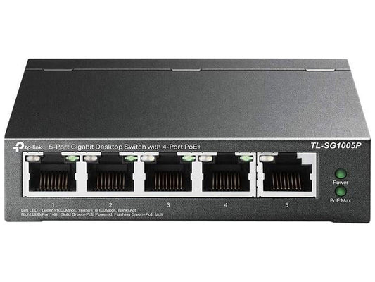 TP-Link TL-SG1005P| 5 Port Fast Ethernet PoE Switch | 4 PoE+ Ports @67W | Desktop | Plug & Play | Sturdy Metal w/ Shielded Ports | Fanless | Limited Lifetime Protection | Extend & Priority Mode